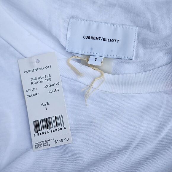 $118 Current Elliott Women's Sugar The Ruffle Roadie Tee Sz 1 (S/M) READ - Picture 14 of 16